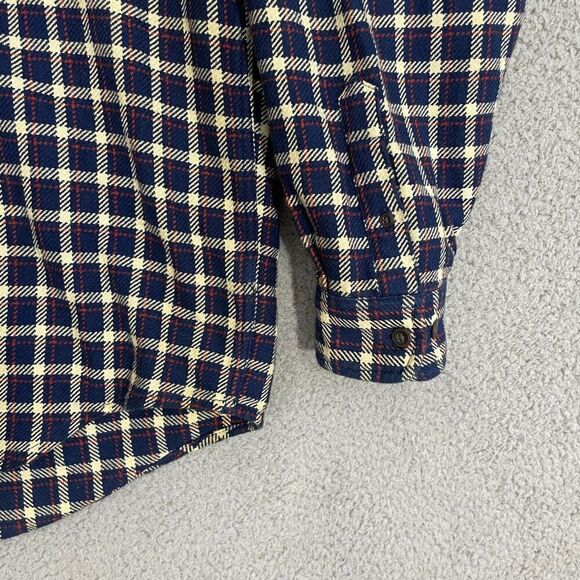 VTG Eddie Bauer shacket Men L Navy Plaid Outdoor Heavy Button Front Flannel - Picture 2 of 9